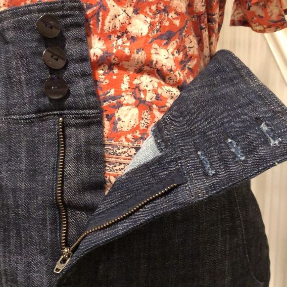 LONDON Women’s Denim Maxi Jean Long Skirt With Center Back Vent Pockets Sz 8 - Picture 8 of 15